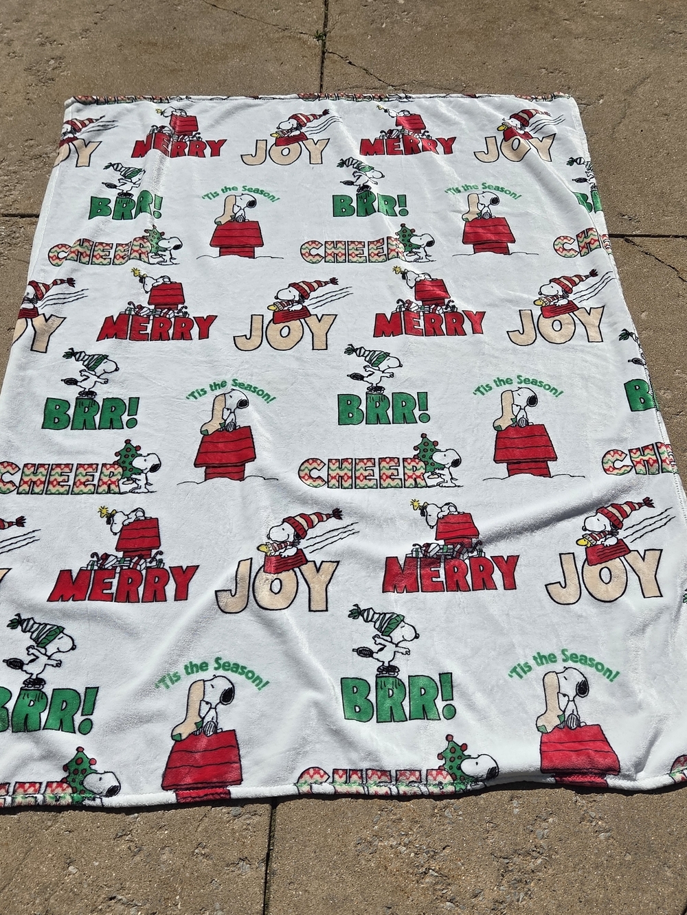 Berkshire Snoopy Holiday Plush Throw Blanket - White/Red/Green